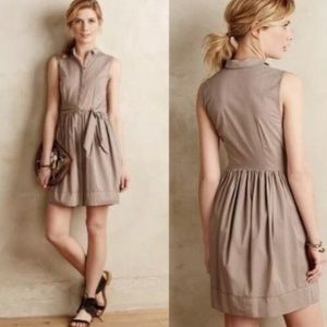 Elizabeth Klein beyond vintage Anthropologie beige tie waist dress